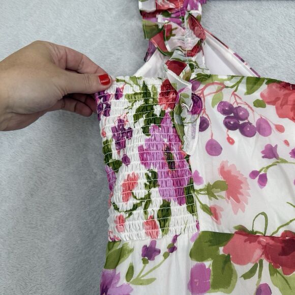 Abercrombie &Fitch Strawberry Floral Ruffle Hi-Low Dress XL Tall Romantic Formal - Picture 9 of 15